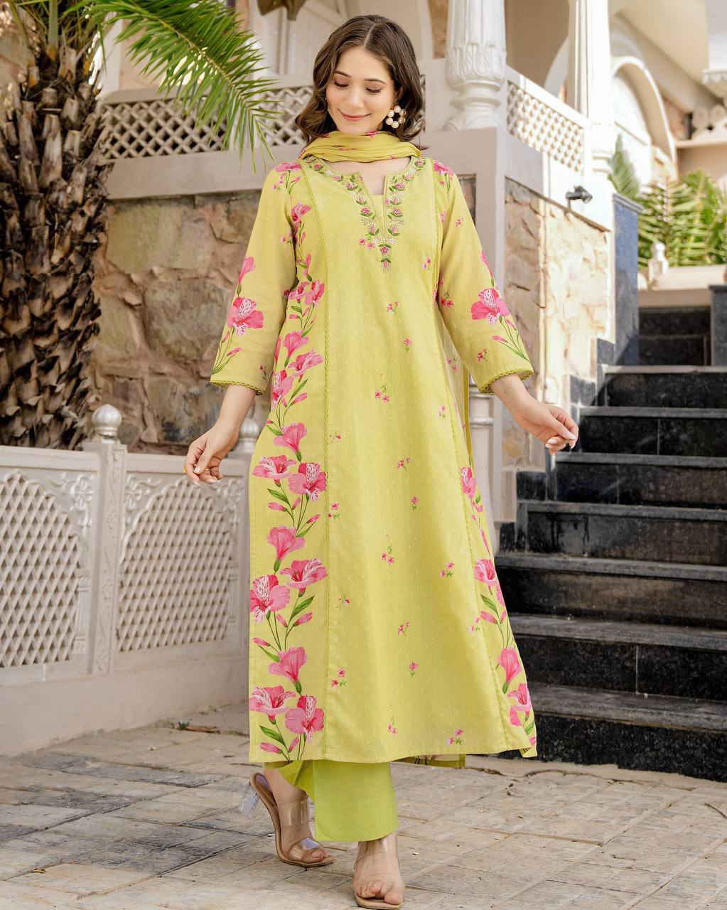 Cotton Kurta Set for Women - Green | MLWSHKS8930LMG