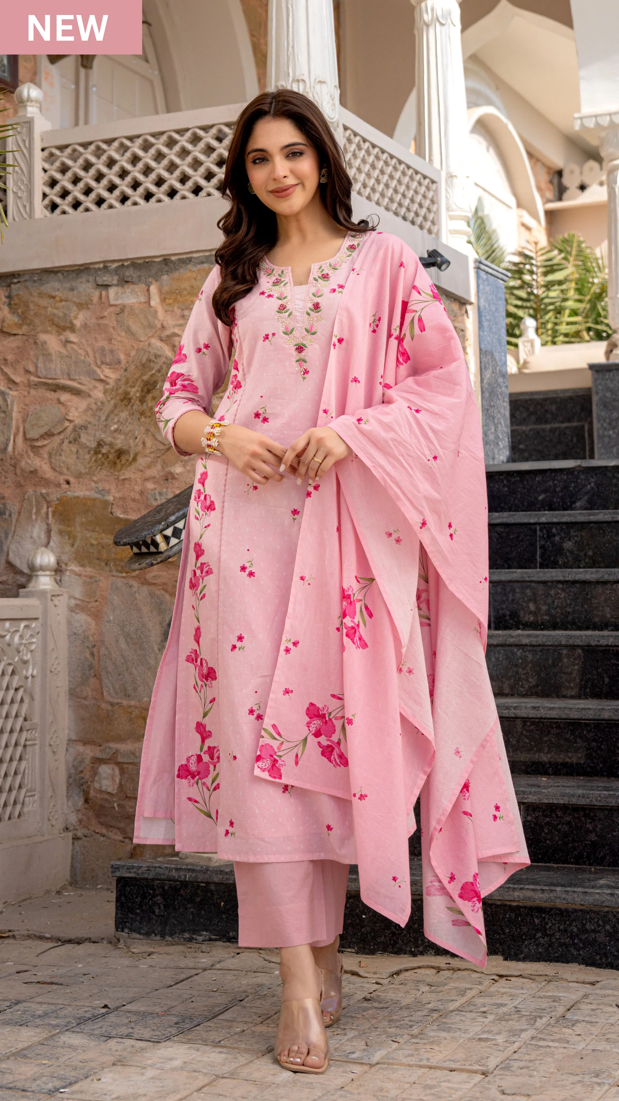 Cotton Kurta Set for Women - Pink | MLWSHKS8929PNK | DesiQlo