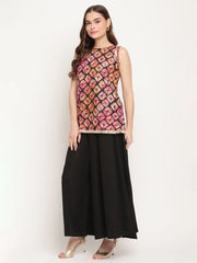 Black Digital Shibori Print Top Palazzo Set-AHTPPZ-COMBO-372
