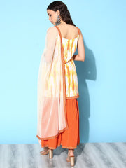 Women's Orange Printed Sharara Set With Dupatta-AHKUDUSH-COMBO-486-FF