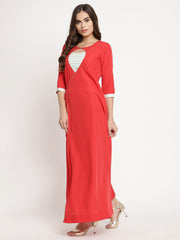 Red Crepe Solid Kurta With Printed Dupatta-AHDRTPDU-Combo-390