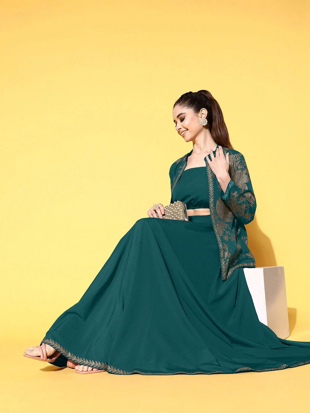 Solid Flared Maxi Skirt - Women's Ethnic and Traditional Skirts