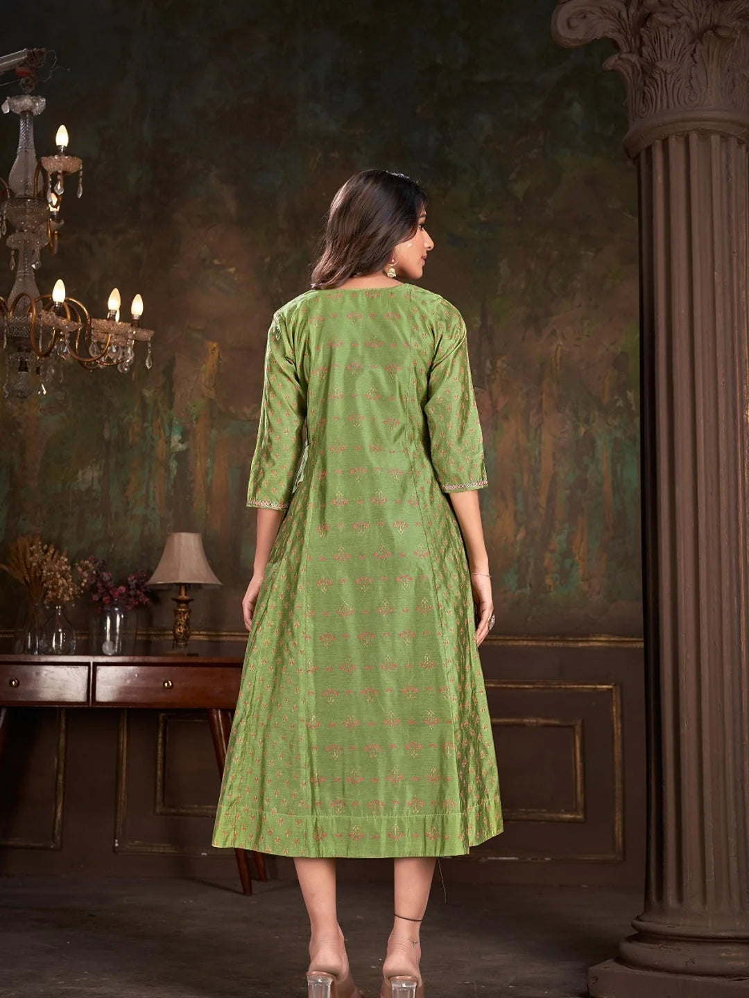 Green Colour cotton Printed kurti with vibrant patterns