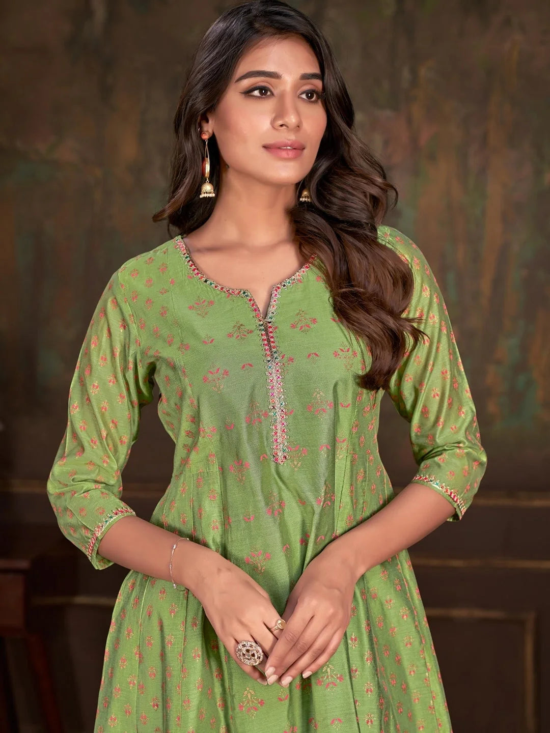 Green Colour cotton Printed kurti with vibrant patterns
