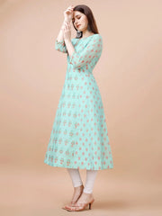 Blue Colour cotton Printed kurti with vibrant patterns-MLWSHKT8023SKB