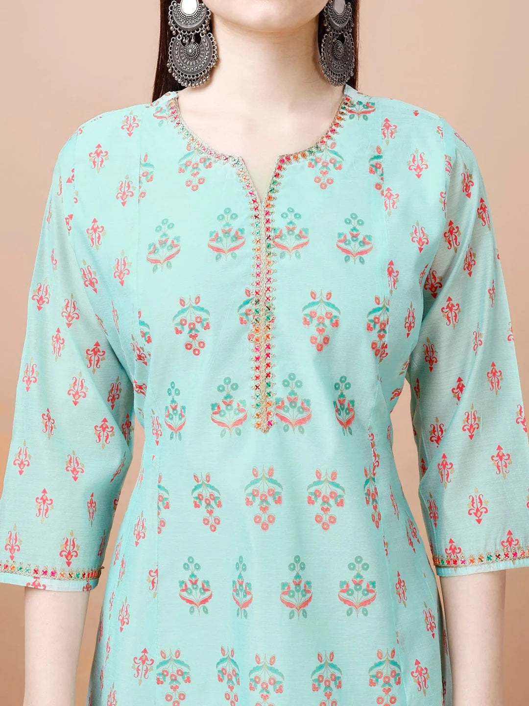 Blue Colour cotton Printed kurti with vibrant patterns