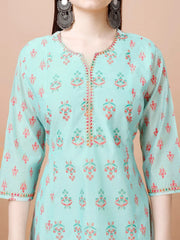 Blue Colour cotton Printed kurti with vibrant patterns-MLWSHKT8023SKB