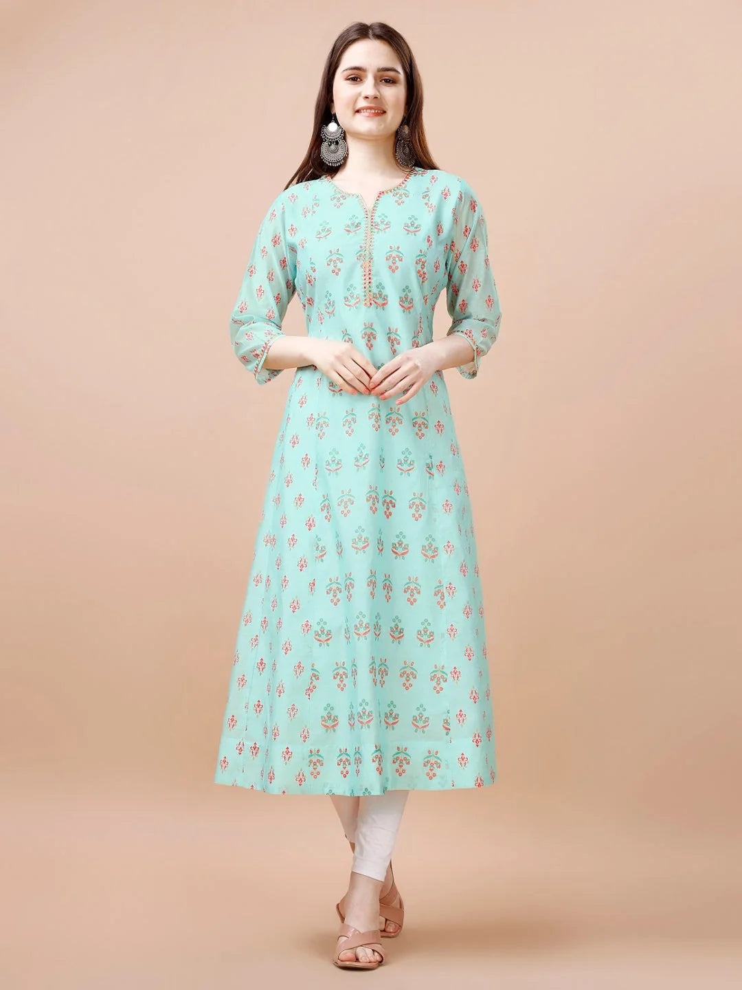 Blue Colour cotton Printed kurti with vibrant patterns