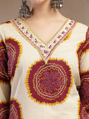 Stylum Women's Wine Bandhej Printed Cotton Straight Kurta (WINECHEF)
