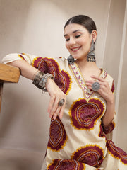 Stylum Women's Wine Bandhej Printed Cotton Straight Kurta (WINECHEF)