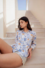 Lamora Floral Printed Button-Down Shirt for Women