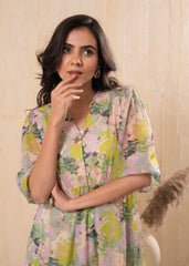 Lamora Pastel Floral A-Line Midi Dress