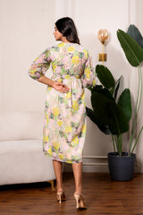 Lamora Pastel Floral A-Line Midi Dress