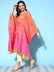 Orange Pure Cotton Blend Printed Kaftan Kurta-AHKFMGDP-6045-FF