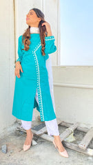 Women Rama Green Embroidered Straight Kurta ( JOK 1311 Rama )-JOK-1311