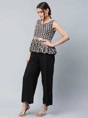 Black Digital Printed Top with Palazzo Set-AHTPPZ-COMBO-418-FF