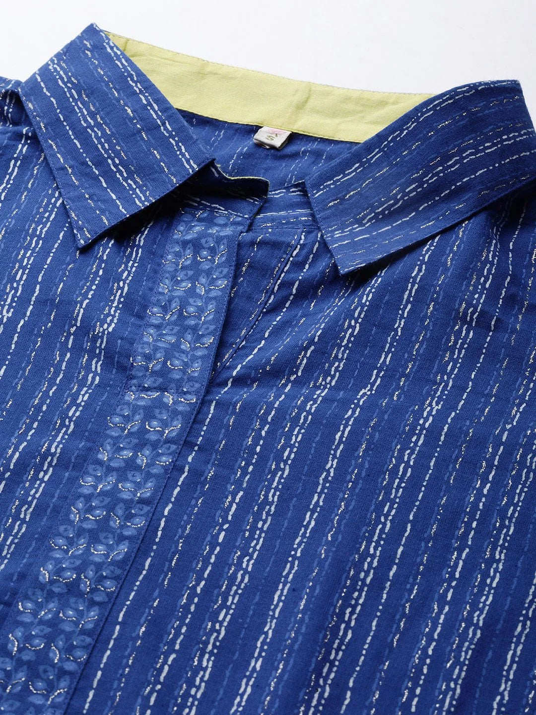 Blue Cotton Printed Tunic Top - Indian Kurta for Women