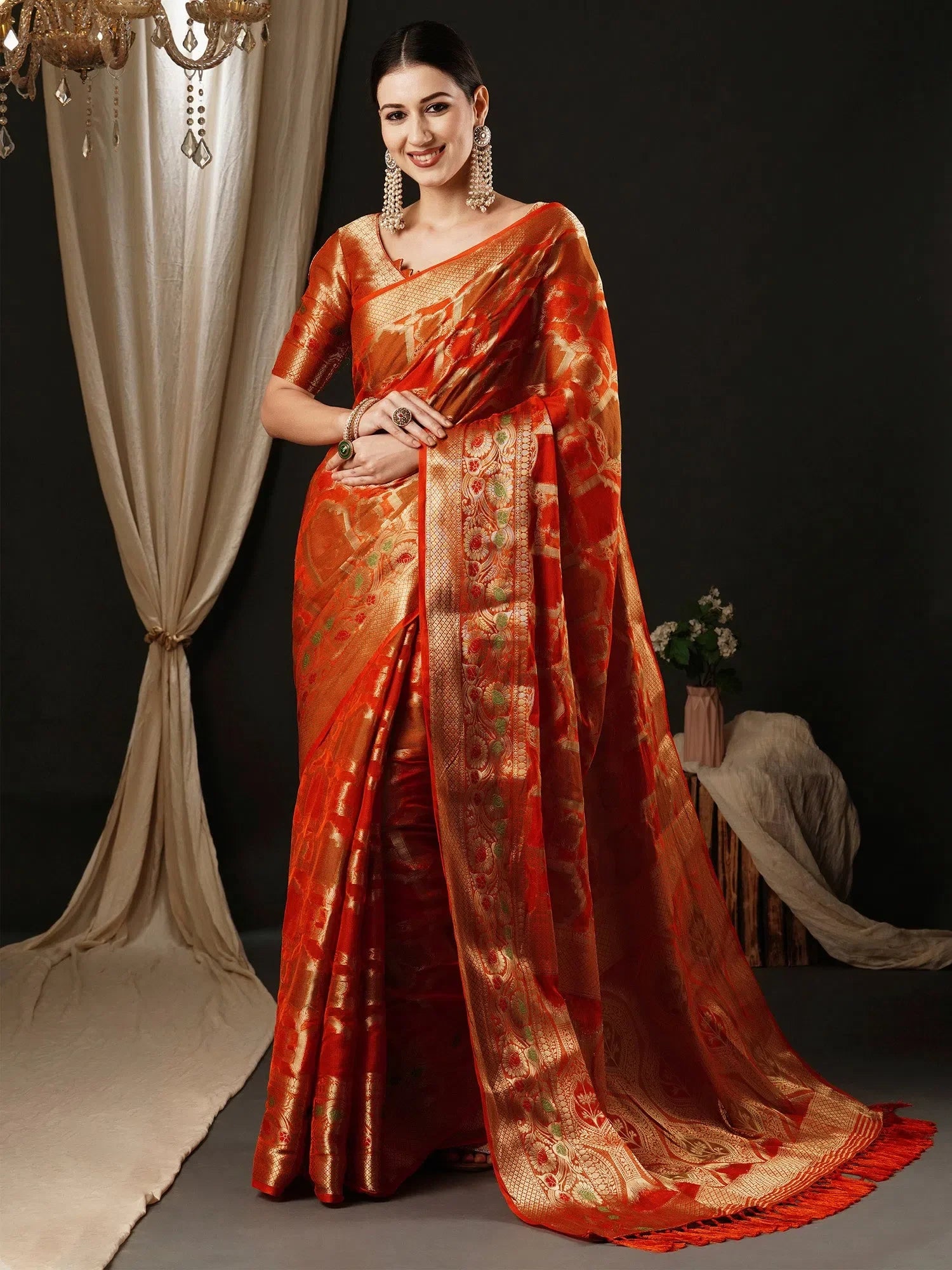 Organza Saree: Designer Indian Sarees with Blouse Piece