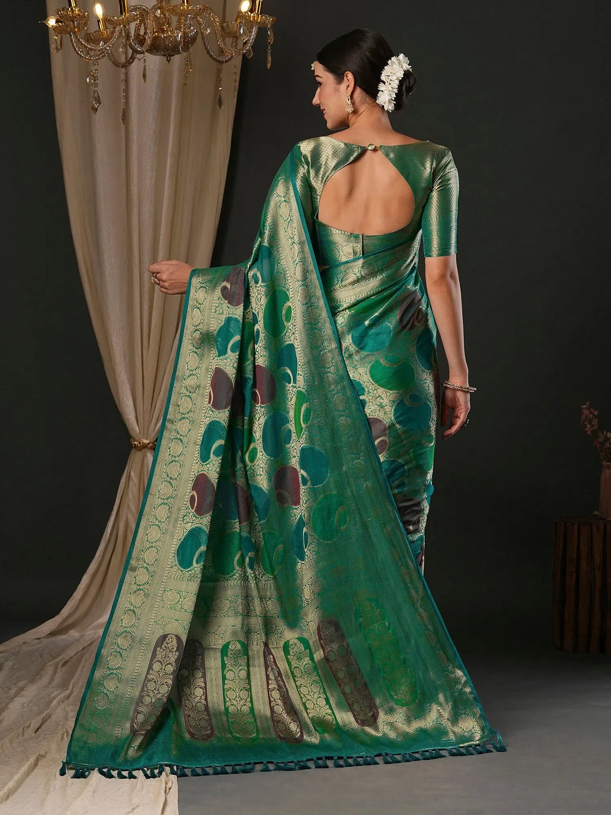 Women's Georgette Light Blue Woven Design Designer Saree With Blouse Piece-YARYA123B