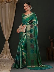 Women's Georgette Light Blue Woven Design Designer Saree With Blouse Piece-YARYA123B