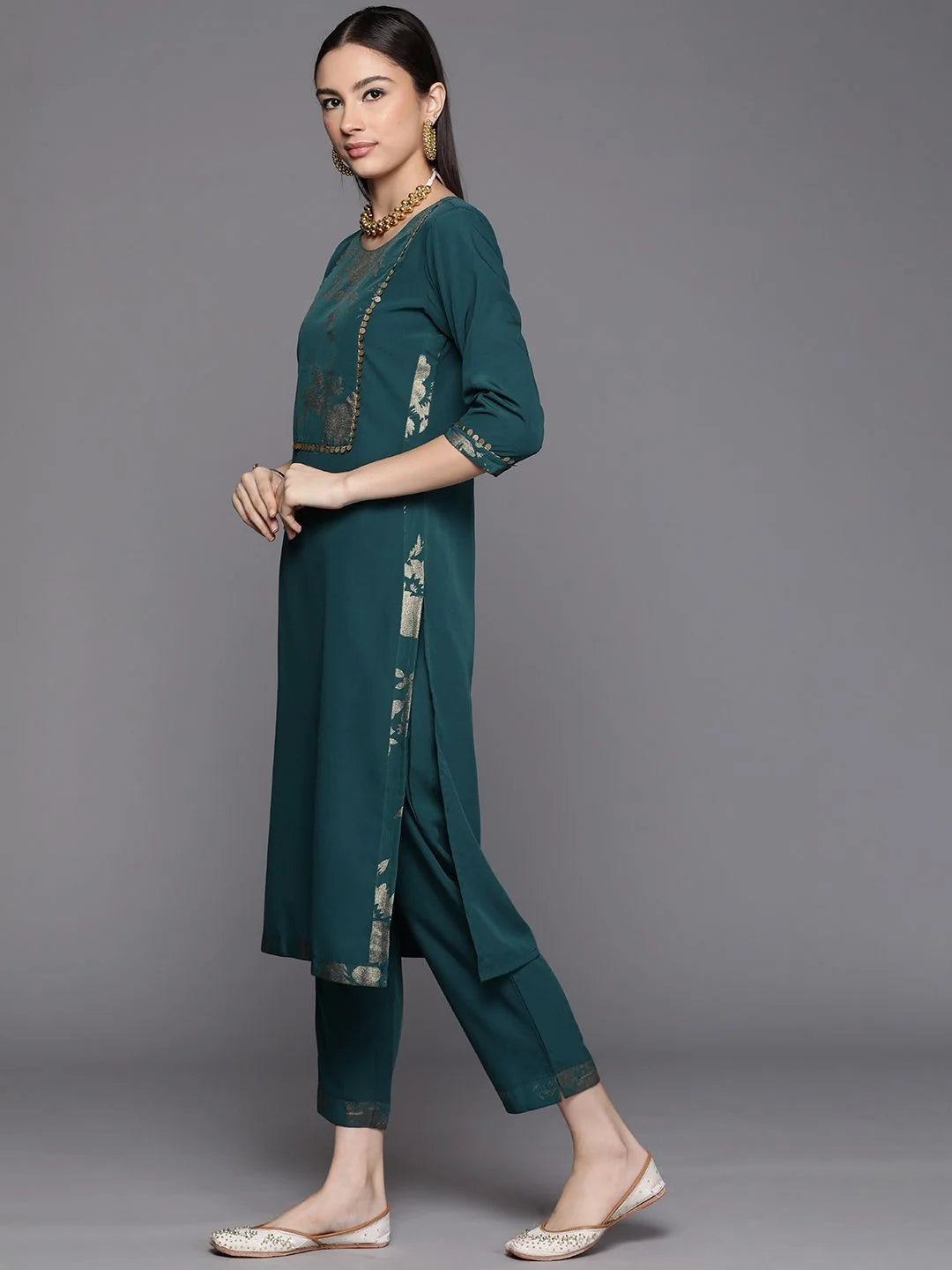 Green Printed Kurta Pant Set with Dupatta | Indian Kurta Sets