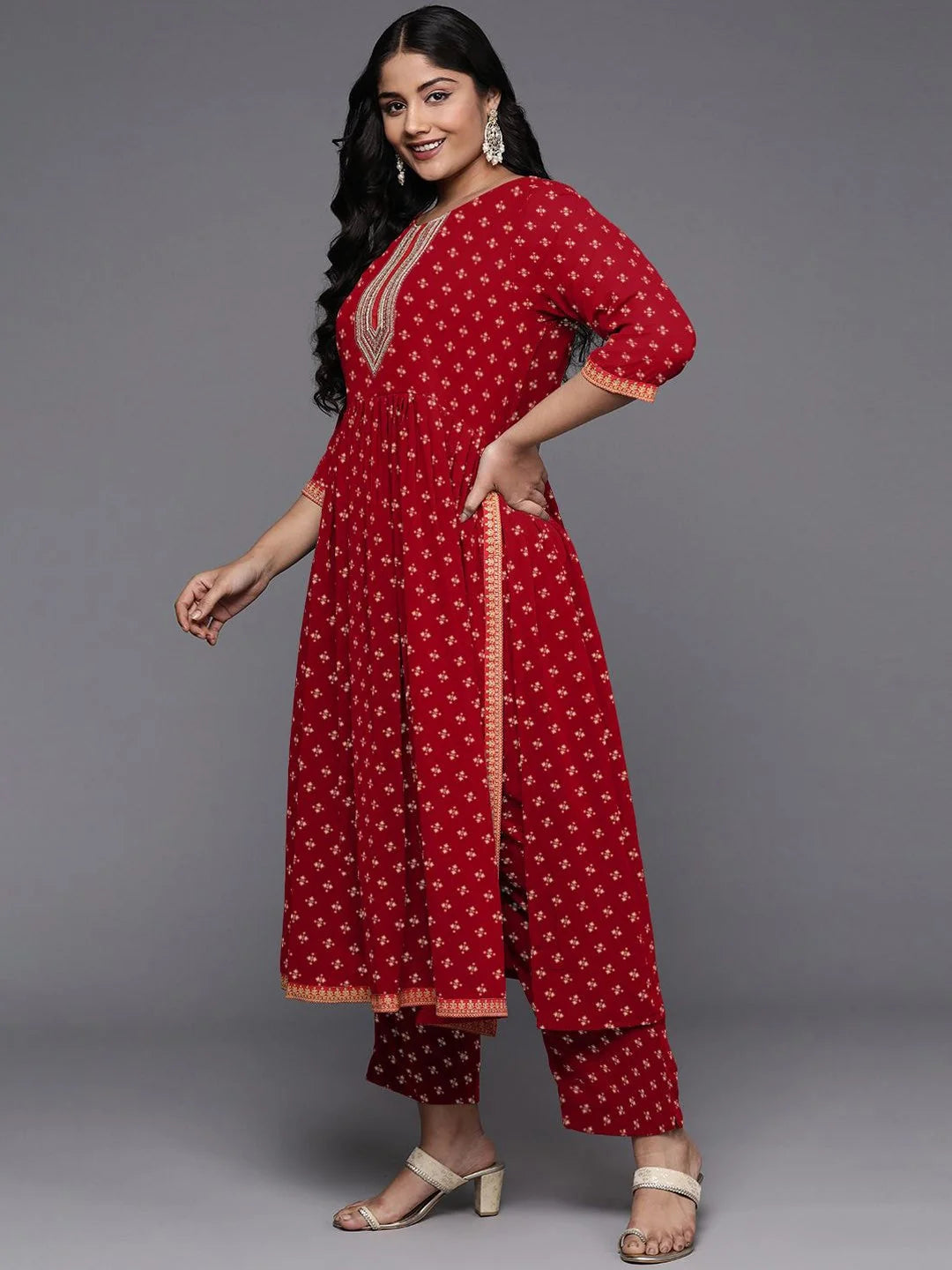 Floral Printed Kurta Set | Women's Indian Kurta Sets Online - Style 1