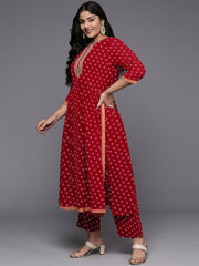 Women Floral Printed Pleated Kurta with Trousers-AP-AHKUPT-COMBO-1013