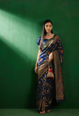 Womens Fashion Ethnic Navy Blue Color Sarees-MLSHWSA1259NBL0ONE
