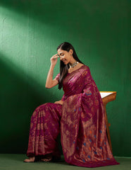 Womens Fashion Ethnic Burgundy Color Sarees-MLSHWSA1260BGY0ONE