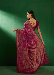 Womens Fashion Ethnic Burgundy Color Sarees-MLSHWSA1260BGY0ONE
