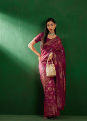 Womens Fashion Ethnic Burgundy Color Sarees-MLSHWSA1260BGY0ONE