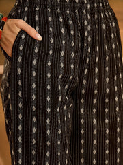 Stylum Women's Black Woven Design Cotton Co-Ord Set (CSBLACKMOON)
