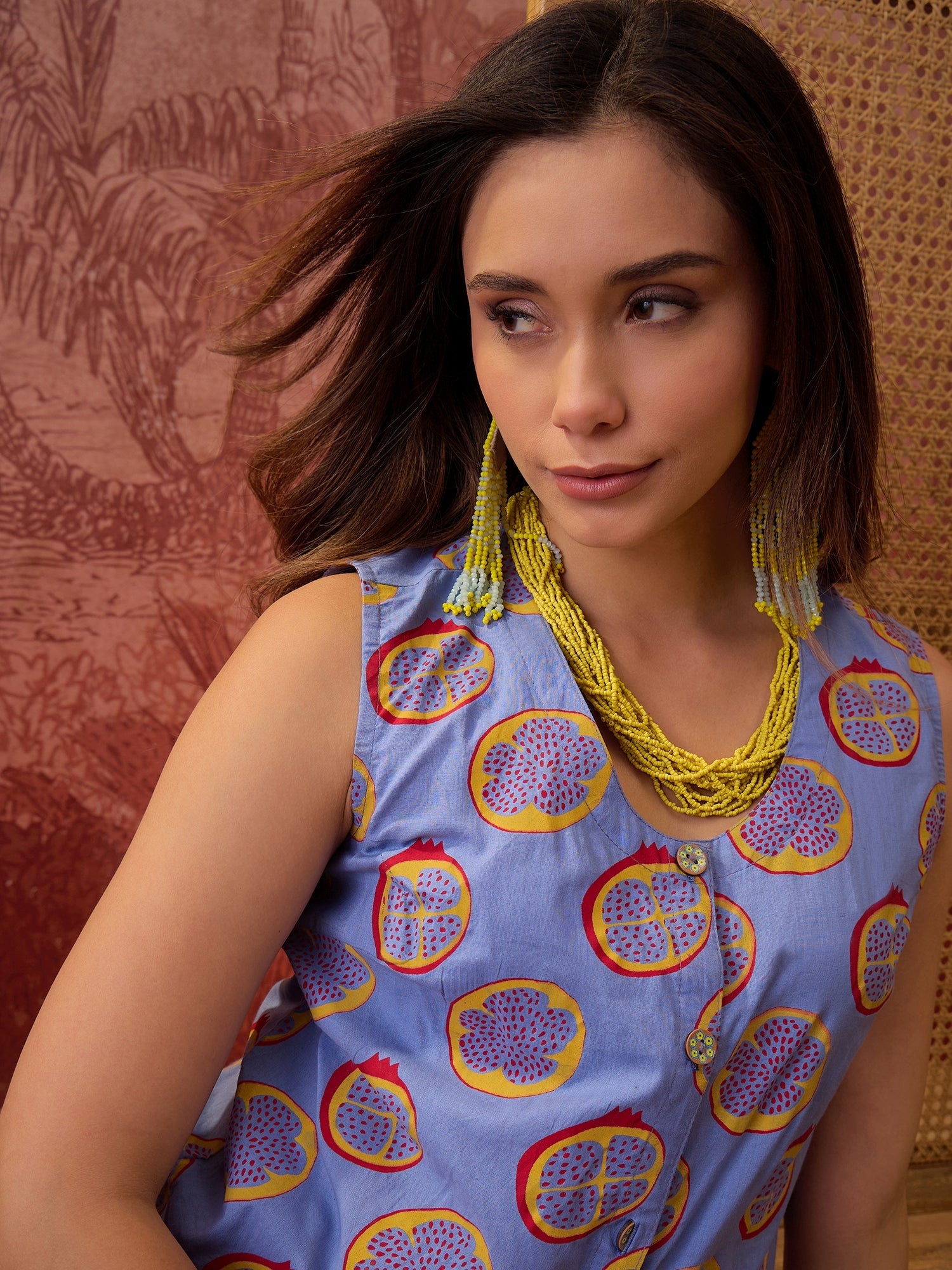 Women's Blue Floral Printed Cotton Co-Ord Set (CSBLUESWIFT) | DesiQlo
