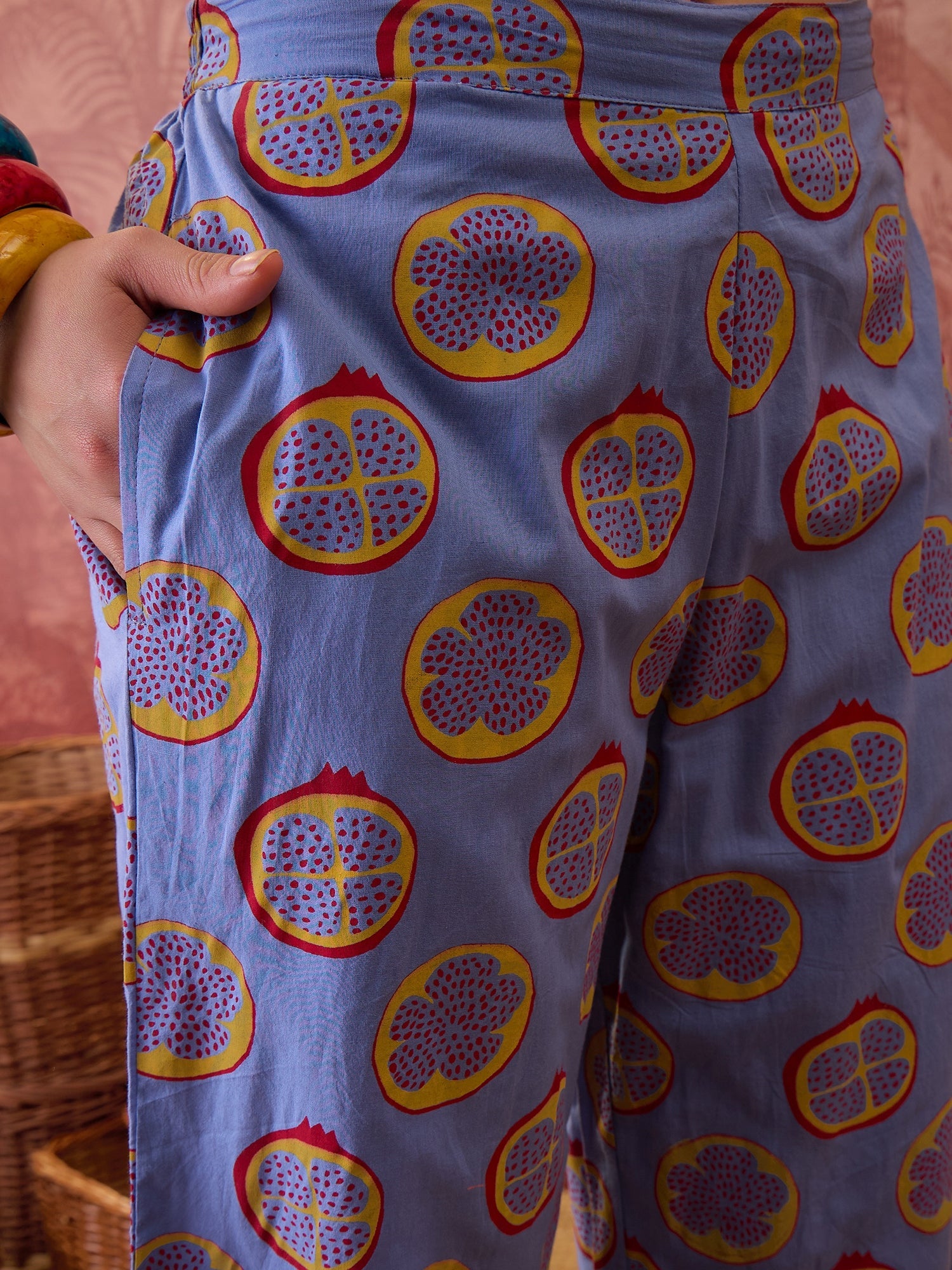Women's Blue Floral Printed Cotton Co-Ord Set (CSBLUESWIFT) | DesiQlo