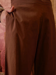 Stylum Women's Brown Solid & Embroidered Cotton Co-Ord Set (CSBROWNROCKY)