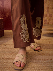 Stylum Women's Brown Solid & Embroidered Cotton Co-Ord Set (CSBROWNROCKY)