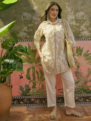 Stylum Women's Off White Solid & Embroidered Mulmul Cotton Co-Ord Set (ZZCSOFFWHITENESH)