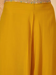 Stylum Women's Yellow Solid & Embroidered Georgette Co-Ord Set (CSYELLOWFLY)