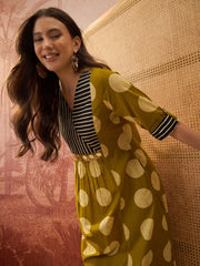 Stylum Women's Mustard Block Printed Cotton Flared Dress (DRSMUSTDAPER)