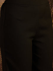Stylum Women's Black Solid Crepe A-Line Kurta Pant Set (KPBLACKKOTA)