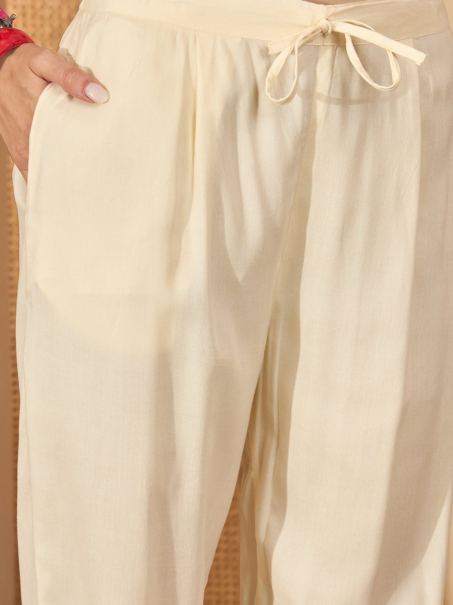 Stylum Women's Cream Solid & Embroidered Rayon Straight Kurta Pant Dupatta Set (KPDCREAMGONNY)