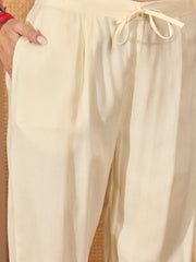 Stylum Women's Cream Solid & Embroidered Rayon Straight Kurta Pant Dupatta Set (KPDCREAMGONNY)