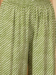 Stylum Women's Green Leheriya Printed Rayon Straight Kurta Palazzo Dupatta Set (KPDGREENTEA)
