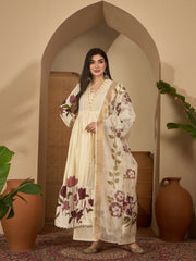 Stylum Women's Wine Floral Printed Rayon Flared Kurta Palazzo Dupatta Set (KPDWINEMINI)