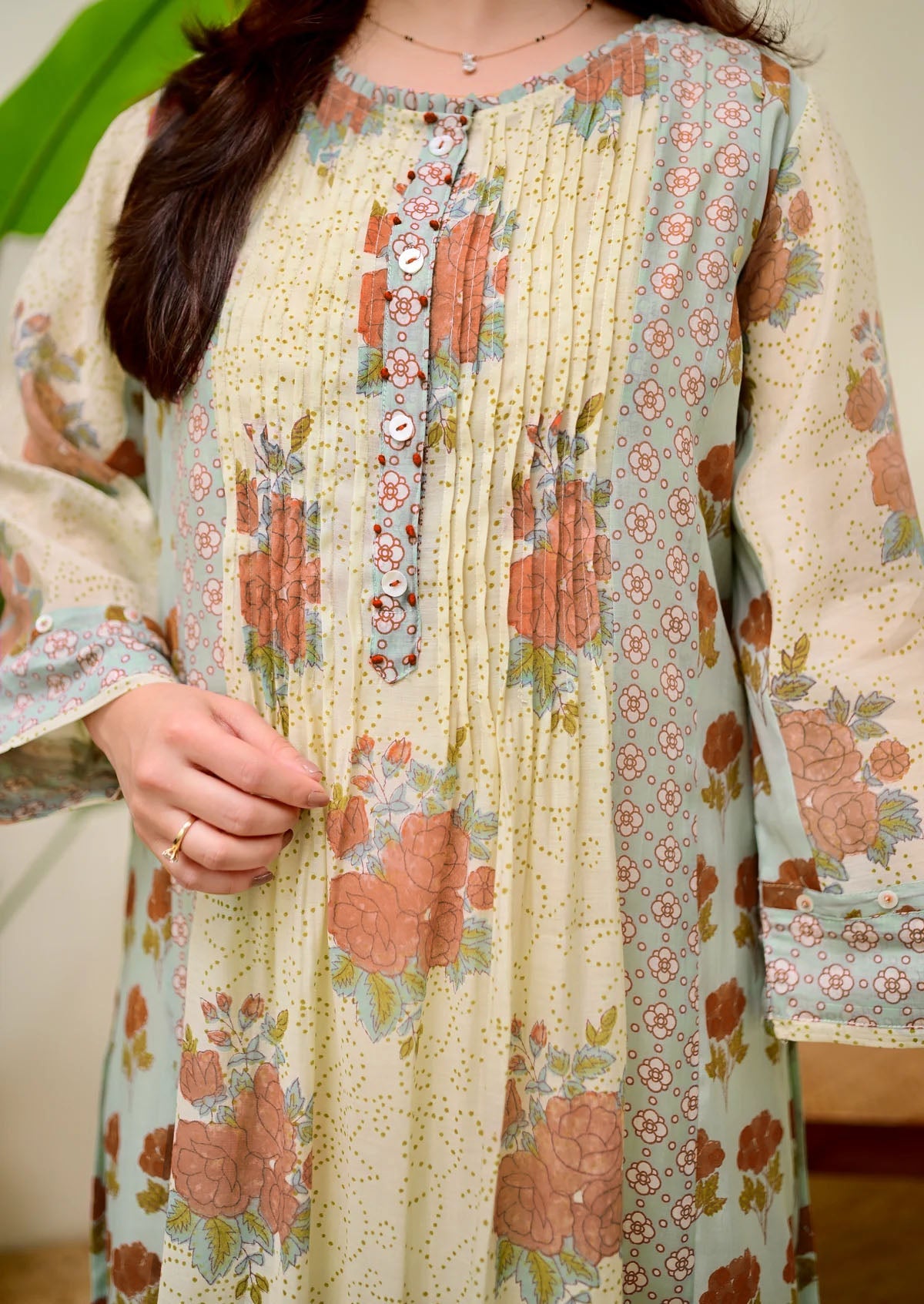 Women's Green Floral Printed Voile A-Line Kurta Pant Set (KPRUSTSIMPY)