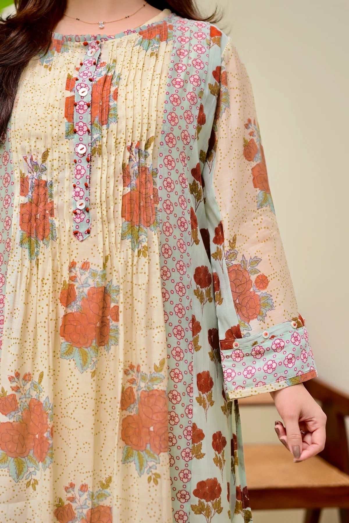 Women's Green Floral Printed Voile A-Line Kurta Pant Set (KPRUSTSIMPY)
