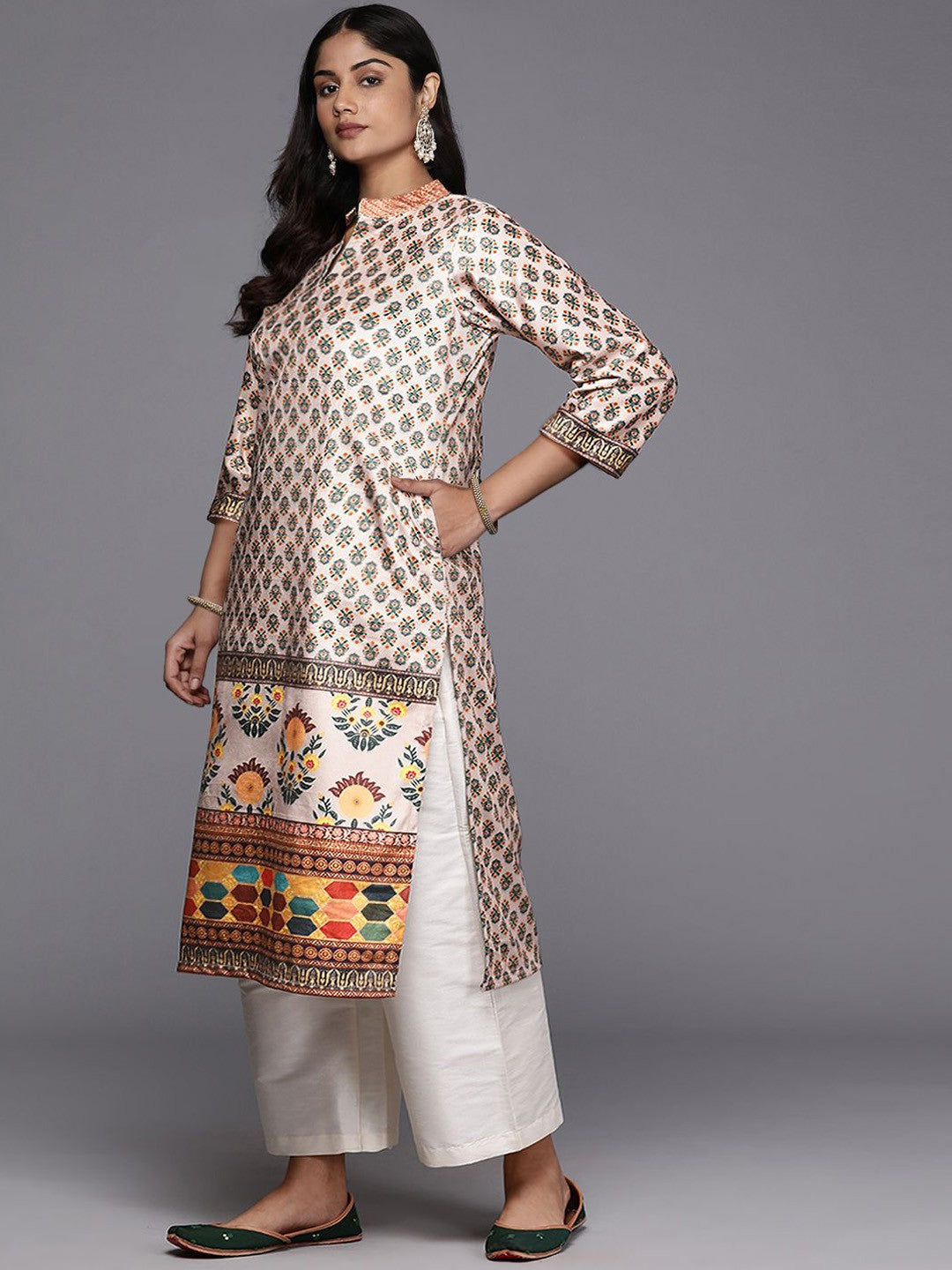 Floral Thread Work Velvet Kurta | Indian Kurtas Online