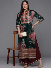 Women Floral Printed Gotta Patti Velvet Kurta-AP-AHKUVLDP-1117