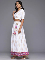 Printed Foil Print Ready to Wear Lehenga & Blouse With Dupatta-AHBLDUSK-COMBO-927