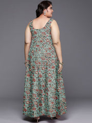 Silk V-Neck Ethnic Dresses-AP-AHEDPSDP-254